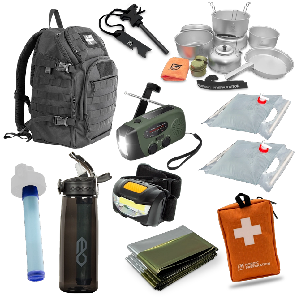 Färdig BOB-väska (Bug out bag) - beredskapsväska (v1)
