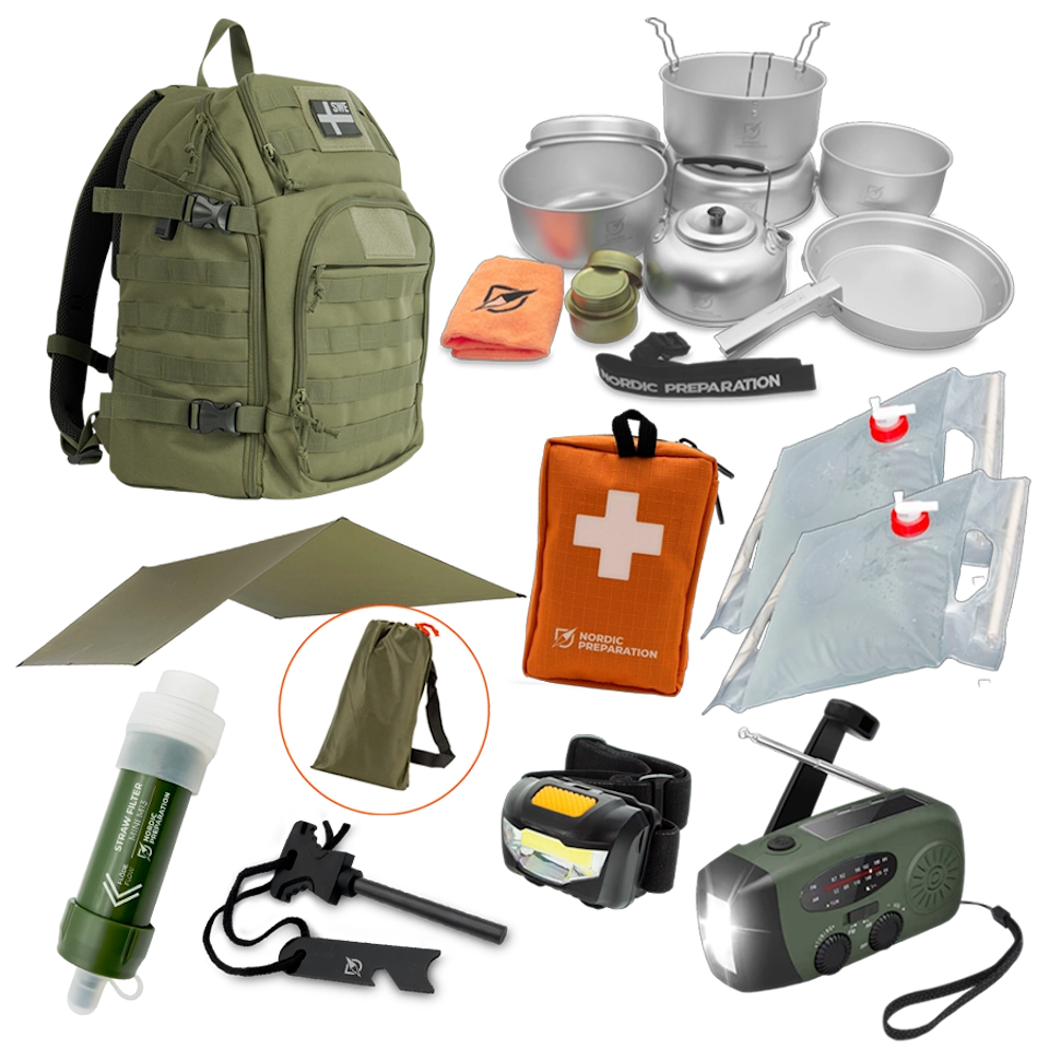 Färdig BOB-väska (Bug out bag) - beredskapsväska (v4)