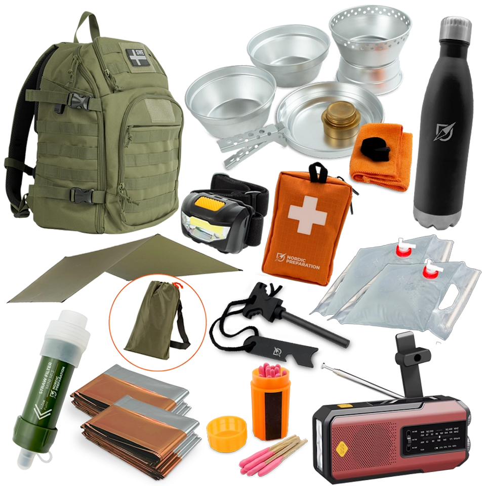 Färdig BOB-väska (Bug out bag) - beredskapsväska