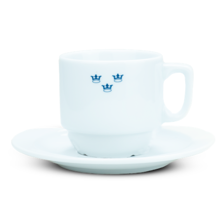 Mässporslin kaffekopp med fat 4-pack (överskottsvara klass 1)