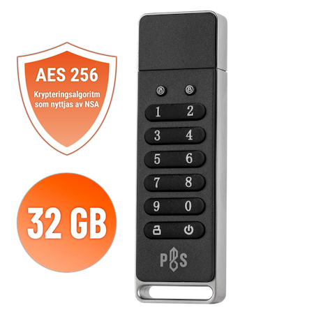 USB-minne SÄKRAD 32 GB (överskottsvara, klass 1)