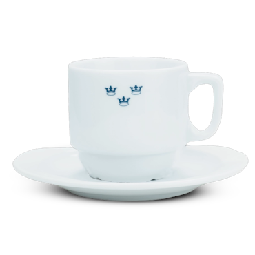 Mässporslin kaffekopp med fat 4-pack (överskottsvara klass 1)
