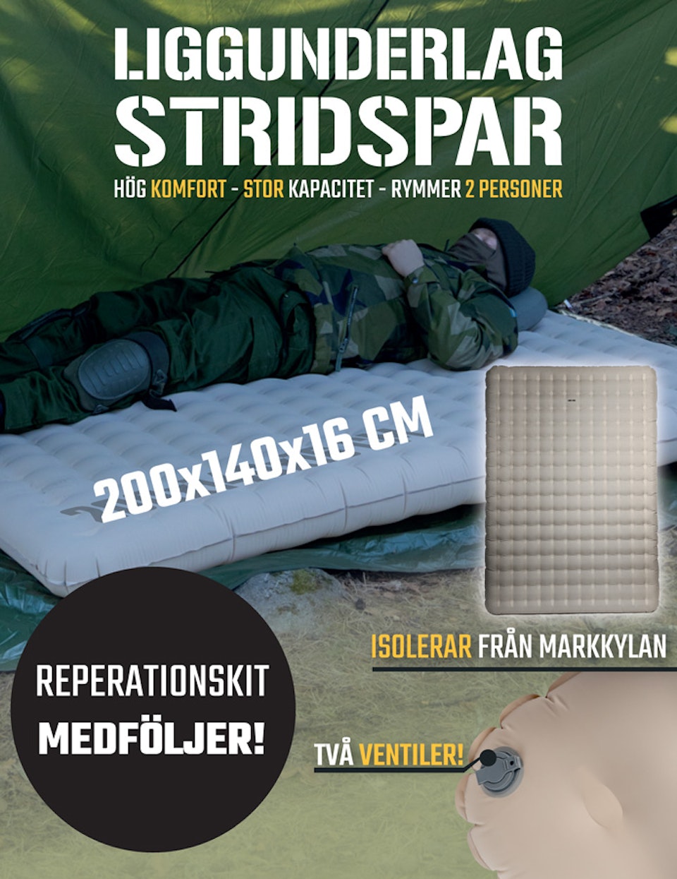Liggunderlag stridspar (överskottsvara, klass 1)
