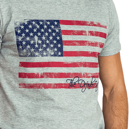 The Defender t-shirt med flagga och brodyr Gråmelerad S, L