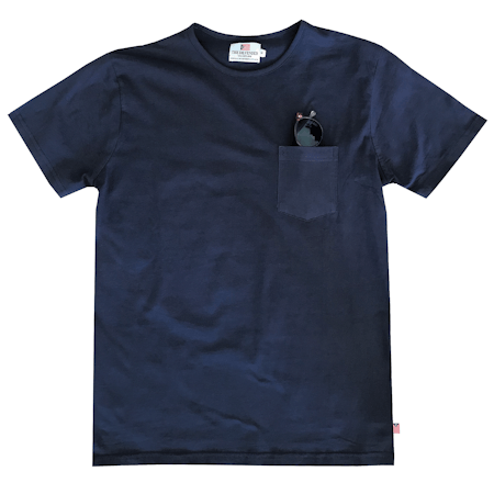 The Defender enfärgad t-shirt med bröstficka Mörkblå S-XXL