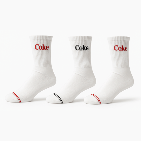 Coca-Cola - Coke 3-par vita Sportstrumpor 39-42 eller 43-46
