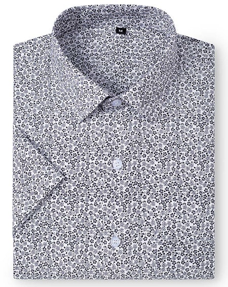 Kortärmad Mönstrad Skjorta S-3XL