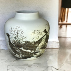 Vas i stengods med fasaner design Nils Thorson Vintage