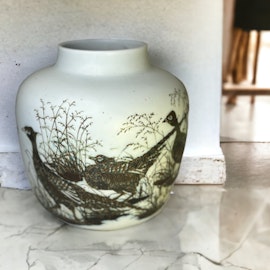 Vas i stengods med fasaner design Nils Thorson Vintage