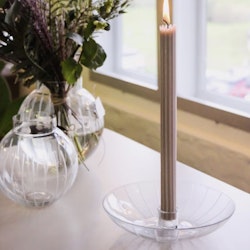 Ljusstake rund i glas med etsad rand Strömshaga