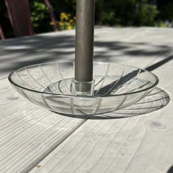 Ljusstake rund i glas med etsad rand Strömshaga