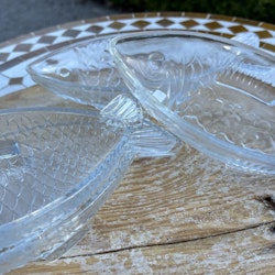 Skål i form av fisk i pressglas, vintage