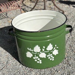 Kruka Tunna runt plåtkärl med handtag, vintage