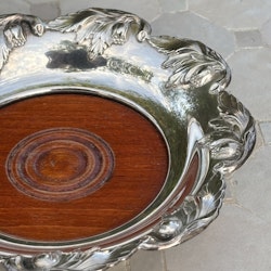 Flaskunderlägg, coaster i nysilver, vintage