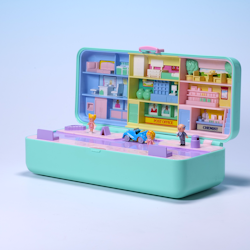 Polly Pocket High Street Money Box Playset - Mattel/Blue Bird 1989 - KOMPLETT