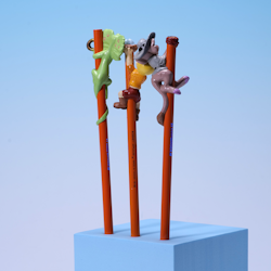 Blyertspennor Disney Bernard och Bianca i Australien Med Figurer 3st BUNDLE - Frank, Cody & Jake - Applause 1990