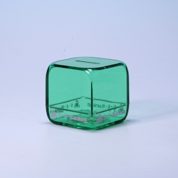 Sparbössa Grön Transparent Kub - S-E-Banken SEB - Fint skick! 80-tal