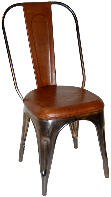 Brun läder sits plåtstol