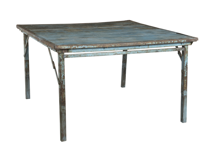 Blått fyrkantigt vintage matbord