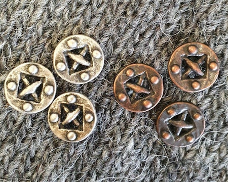Metallknapp-medeltidskryss 18mm tenn eller koppar