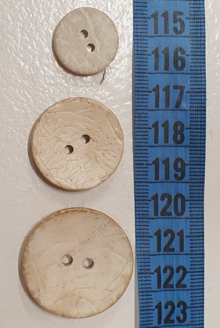 Ljus kokosknapp 18mm, 25mm, 31 mm