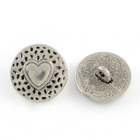 Metallknapp 18mm-antik silver eller mässing-hjärta-prick