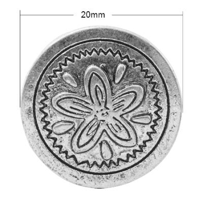 Metallknapp 20mm-antik silver Blomma