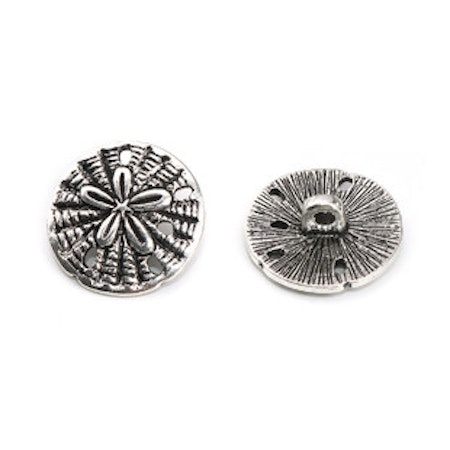 Metallknapp ca 19mm-AntikSilver-Blomma naiv