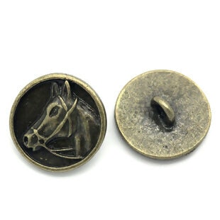 Metallknapp ca 15mm-AntikSilver eller mässing- Hästhuvud