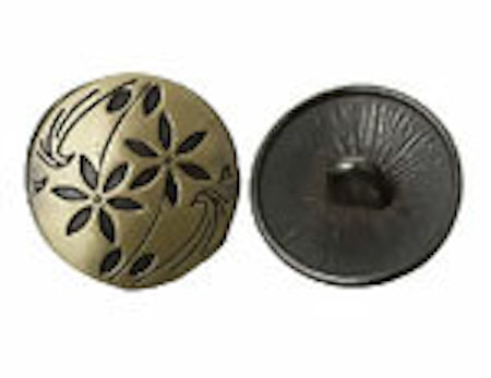 Metallknapp ca 17mm-Antik svart/mässing-"dubbelblomma"
