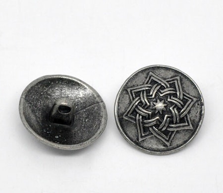 Metallknapp 20 mm-AntikSilver-mörk stjärna