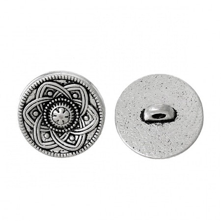 Metallknapp 15mm-AntikSilver-Keltisk blomma