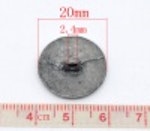 Metallknapp 20mm-Mörk tenn, blomornament