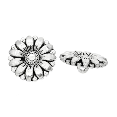 Knapp 18mm-antik silver krysantemum