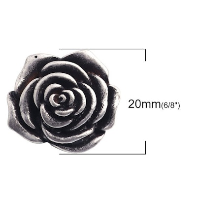 Metallknapp 20mm-Antik Silver-Ros
