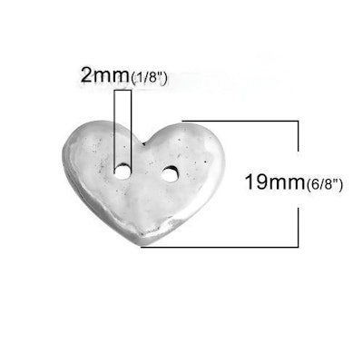 Knapp 19mm-Antik Silver hjärta