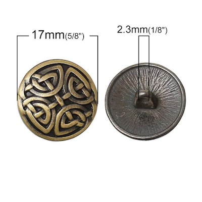 Metallknapp 17mm-antik mässing korsknut