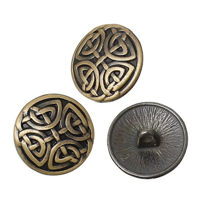 Metallknapp 17mm-antik mässing korsknut