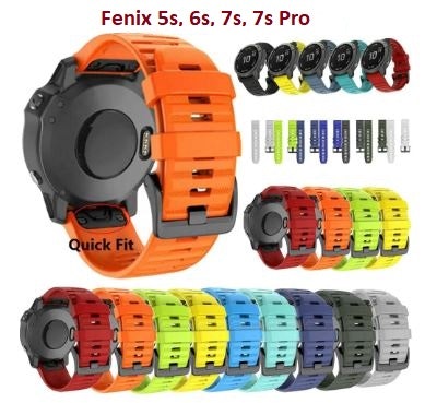 Silikonreimer til Fenix 5s, 5sPlus, 6s, 6sPro, 7s, 7s Pro, D2 Delta S