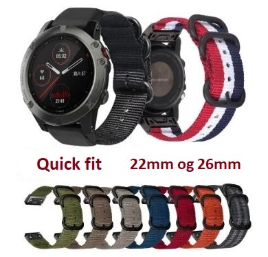 Norges/Nato Strap i 22mm og 26mm til din Garmin klokke