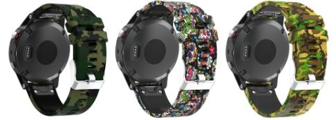 Camo-silikonreim i 22mm med Quickfit til Fenix 5, 6, 6Pro, 7, 7Pro