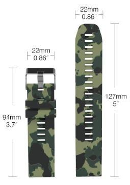 Camo-silikonreim i 22mm med Quickfit til Fenix 5, 6, 6Pro, 7, 7Pro