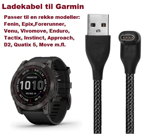 Ladekabel til din Garmin Fenix klokke - Reimspesialisten