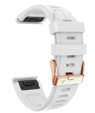 Hvit silikonreim m rose gold spennen til Fenix 5s, 5sPlus, 6s, 6sPro, 7s, 7sPro, D2 Delta S