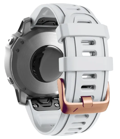 Hvit silikonreim m rose gold spennen til Fenix 5s, 5sPlus, 6s, 6sPro, 7s, 7sPro, D2 Delta S