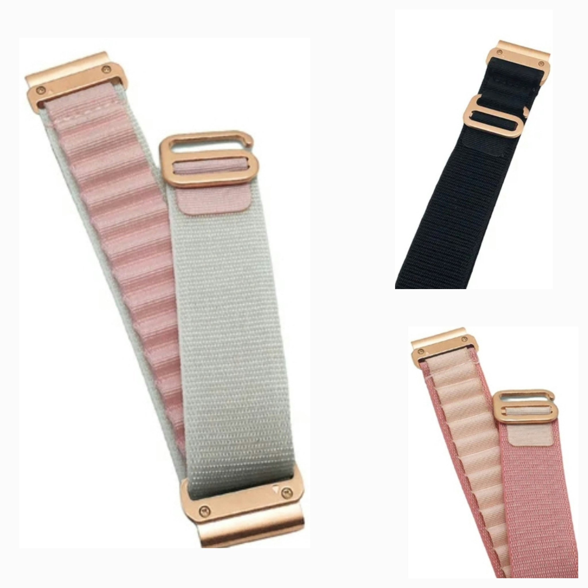 Premium nylonreimer m/ Rose Gold spenne til Fenix 5s, 6s Pro, 7s Pro, Delta S, Instinct 2s