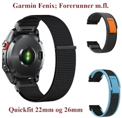 Sportsnylonreim i 22/26mm m/Quickfit for Garmin - Komfort og funksjonalitet