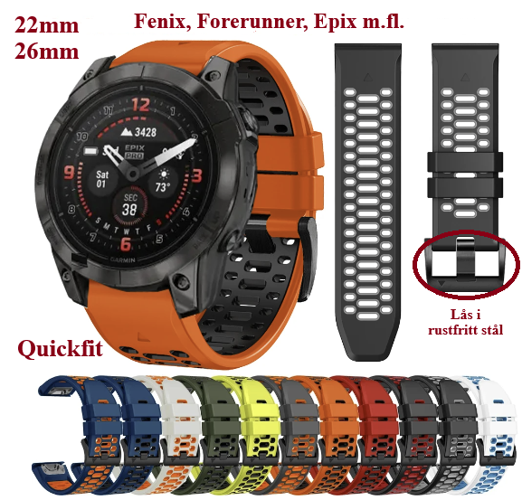 Nyhet! Oppgrader klokken din med Quickfit silikonreimer 22 /26mm