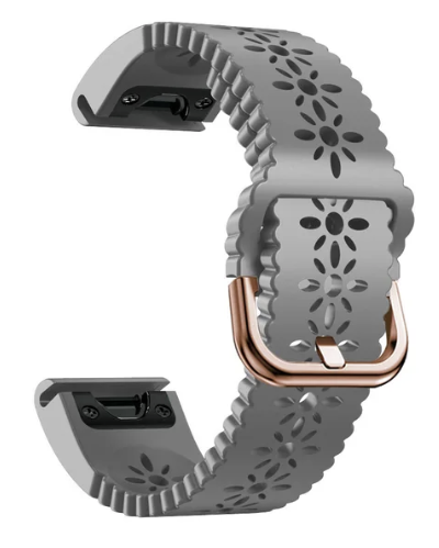 Silikonreim m/ Rose Gold spenne til Fenix 5s, 6s Pro, 7s Pro, Delta S, Instinct 2s