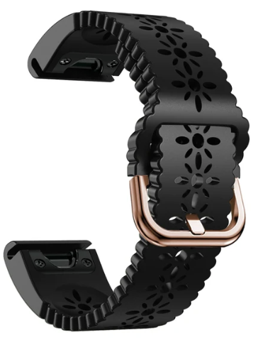 Silikonreim m/ Rose Gold spenne til Fenix 5s, 6s Pro, 7s Pro, Delta S, Instinct 2s